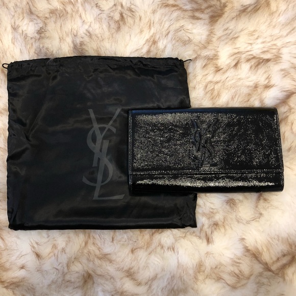 YSL Black Patent Leather Belle Du Jour Clutch - Picture 1 of 6